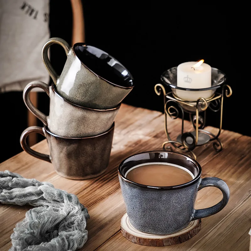

360Ml Glazed Retro Nordic Ceramic Coffee Mug Creative Household Tea Cup with Handle Water Cup Mugs Coffee Cups Coffeeware