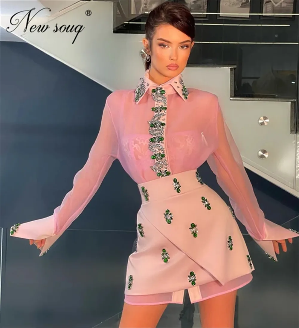 Pink Cocktail Party Dresses Beading Jacket And Mermaid Skirt Luxury Long Sleeves Evening Dress Women Couture Dubai Prom Dress
Pink Cocktail Party Dresses Beading Jacket And Mermaid Skirt Luxury Long Sleeves Evening Dress Women Couture Dubai Prom Dress