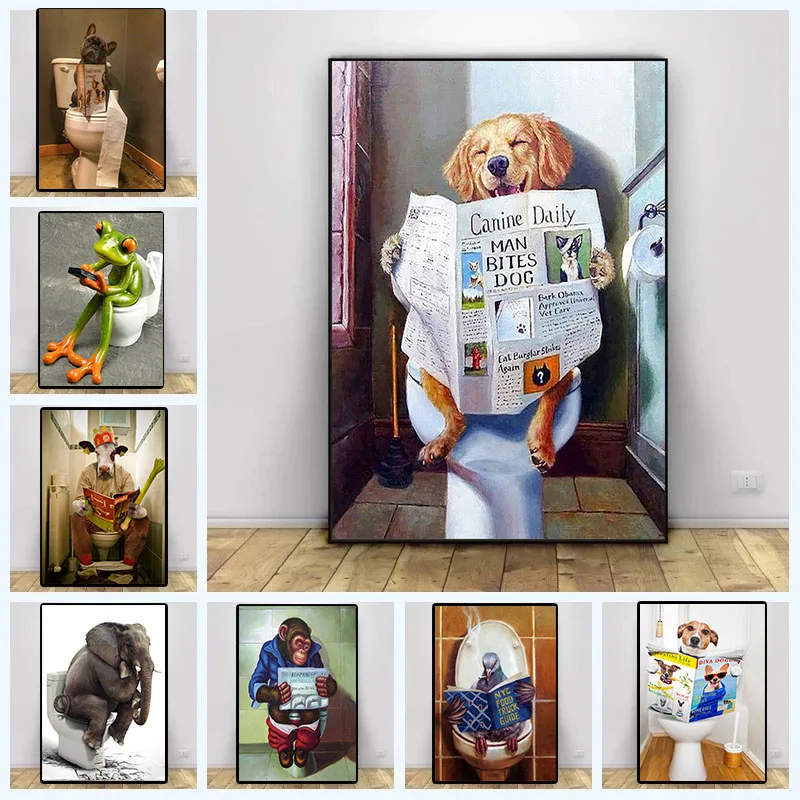 Creative Animal Abstract Poster Dog Elephant Frog Toilet Nordic Canvas Painting Funny Picture Home Decoration Toilet Bathroom 
Creative Animal Abstract Poster Dog Elephant Frog Toilet Nordic Canvas Painting Funny Picture Home Decoration Toilet Bathroom