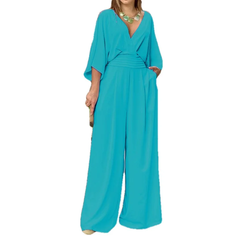 2023 New Women's Jumpsuit European and American Style Elegant Fashion Solid Short Sleeve Casual V-Neck Jumpsuit
2023 New Women's Jumpsuit European and American Style Elegant Fashion Solid Short Sleeve Casual V-Neck Jumpsuit