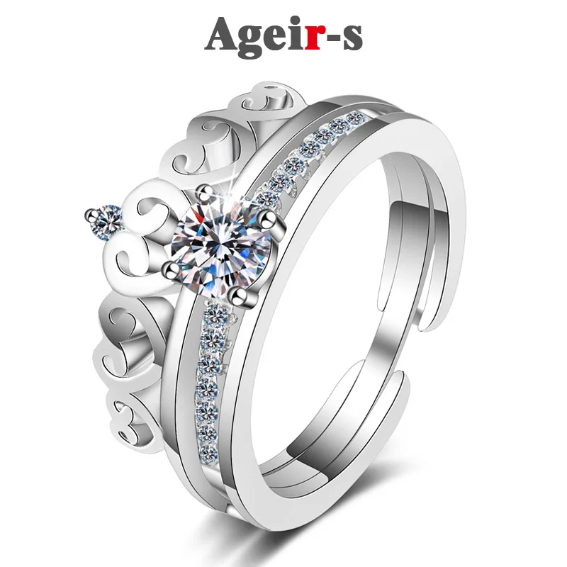AGEIR-S 18 K Plated 50 Cent All Moissanite Rings for Women Crown Sparkling Diamond Wedding Band S925 Sterling Silver Z062
AGEIR-S 18 K Plated 50 Cent All Moissanite Rings for Women Crown Sparkling Diamond Wedding Band S925 Sterling Silver Z062