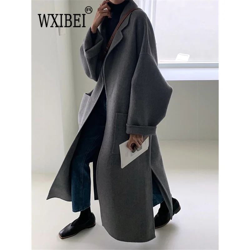 WXIBEI Long Sleeve Woolen Coat Women 2023 New Fashion Office Ladies Lapel collar Lace-up Coats Retro Loose Solid Overcoat FC738
WXIBEI Long Sleeve Woolen Coat Women 2023 New Fashion Office Ladies Lapel collar Lace-up Coats Retro Loose Solid Overcoat FC738