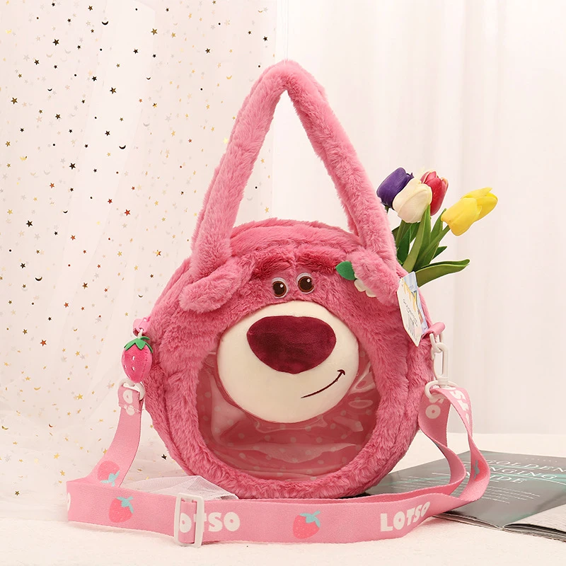 Disney Lotso Plush Transparent Crossbody Bag Cute Anime Cartoon Strawberry Bear Three-Eyes Monster Women Shoulder Bag Girls Gift
Disney Lotso Plush Transparent Crossbody Bag Cute Anime Cartoon Strawberry Bear Three-Eyes Monster Women Shoulder Bag Girls Gift