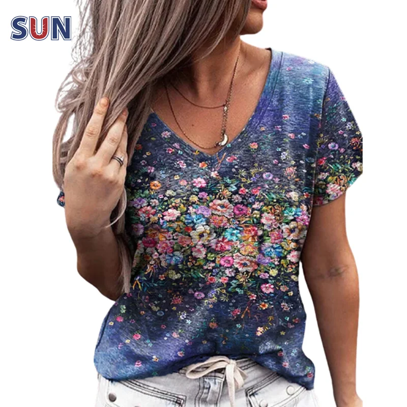 Women's New Summer Tops Women's Retro 3D Floral Print T-Shirts Loose Plus Size Casual Short Sleeve V-Neck Tops Oversized XS-6XL
Women's New Summer Tops Women's Retro 3D Floral Print T-Shirts Loose Plus Size Casual Short Sleeve V-Neck Tops Oversized XS-6XL