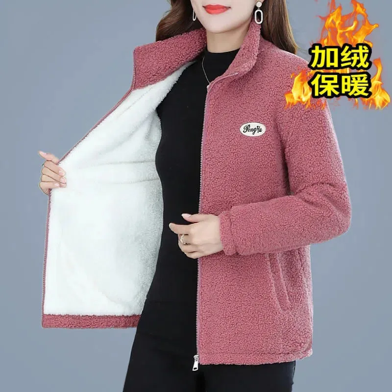 

Middle-aged Mother Women's Imitate Lamb Woolen Coat 2022 New Fashion Winter Jacket Women Loose Thick Warm Female Overcoat E223