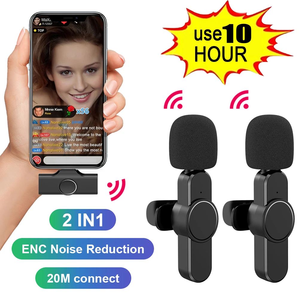 Wireless Microphone Lavalier Audio Video Recording Mini Mic Portable for iPhone Android Live Broadcast Mobile Phone Microphones
Wireless Microphone Lavalier Audio Video Recording Mini Mic Portable for iPhone Android Live Broadcast Mobile Phone Microphones