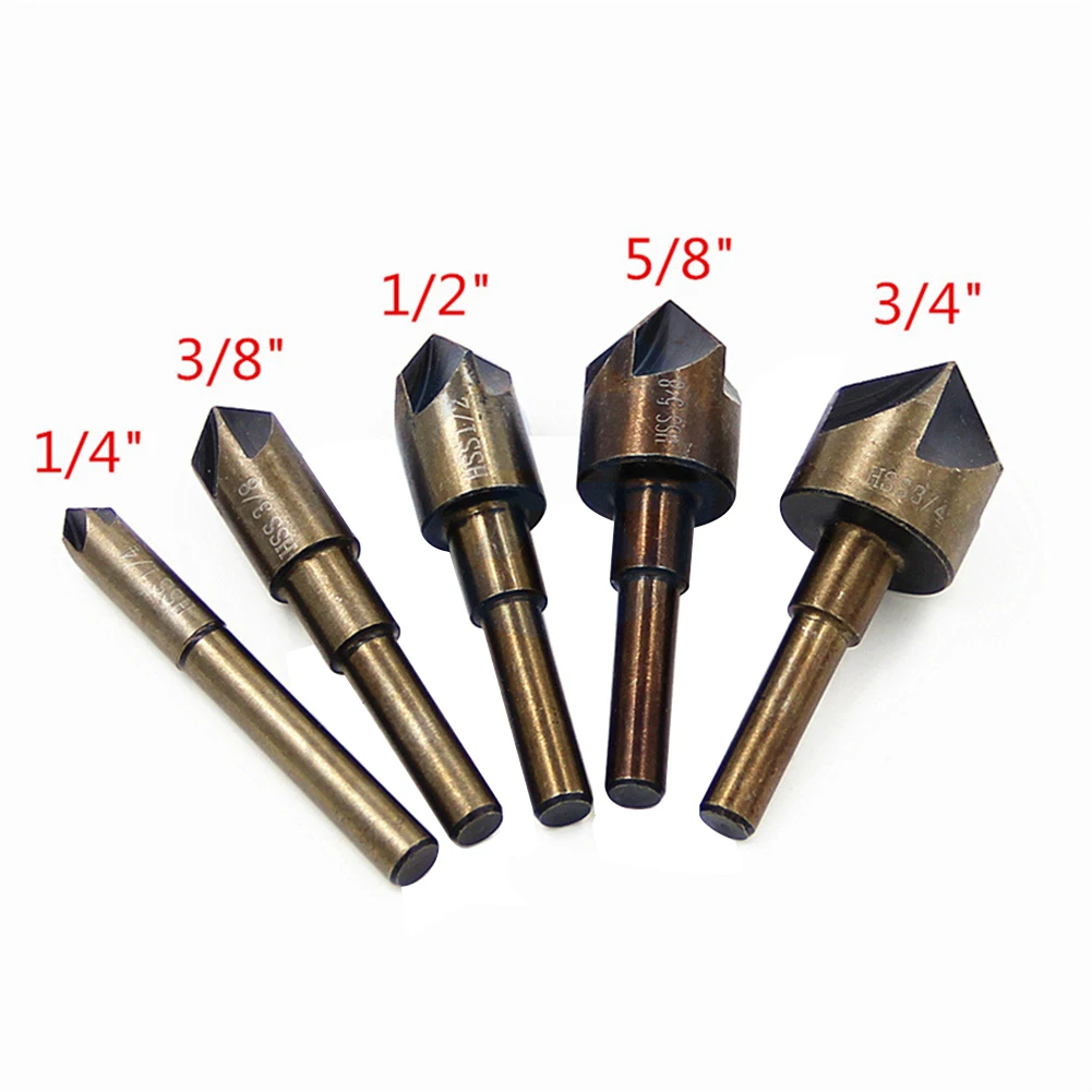 5PCS Countersink Drill Bit HSS 82 Degree Point Angle 5 Flute 6mm Round Shank Mill Cutter Bit 1/4" 3/8" 1/2" 5/8" 3/4"
5PCS Countersink Drill Bit HSS 82 Degree Point Angle 5 Flute 6mm Round Shank Mill Cutter Bit 1/4" 3/8" 1/2" 5/8" 3/4"