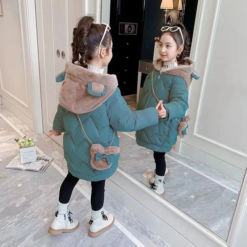 Girls' Winter Plus Velvet Thick Warm Jacket Children Long Fashion Cotton Padded Coats Kids Hooded Outwear With Bag
Girls' Winter Plus Velvet Thick Warm Jacket Children Long Fashion Cotton Padded Coats Kids Hooded Outwear With Bag