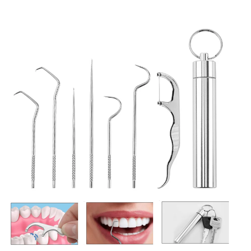 7PCS Portable Toothpicks Set Stainless Steel Tooth Cleaning Interdental Brush Reusable Dental Floss Tooth Pick Oral Hygiene Care
7PCS Portable Toothpicks Set Stainless Steel Tooth Cleaning Interdental Brush Reusable Dental Floss Tooth Pick Oral Hygiene Care
