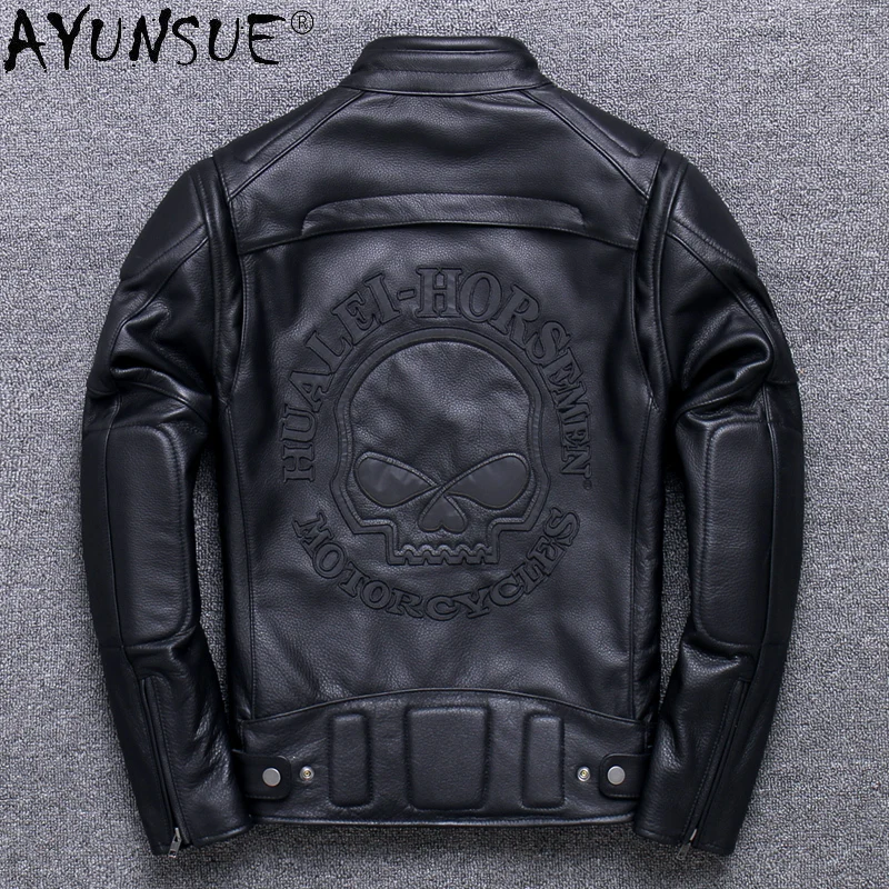 AYUNSUE New Autumn Men's Genuine Leather Jacket Embroidery Skull Cowhide Leather Coat Man Biker Jackets Jaqueta Masculina SQQ342
AYUNSUE New Autumn Men's Genuine Leather Jacket Embroidery Skull Cowhide Leather Coat Man Biker Jackets Jaqueta Masculina SQQ342