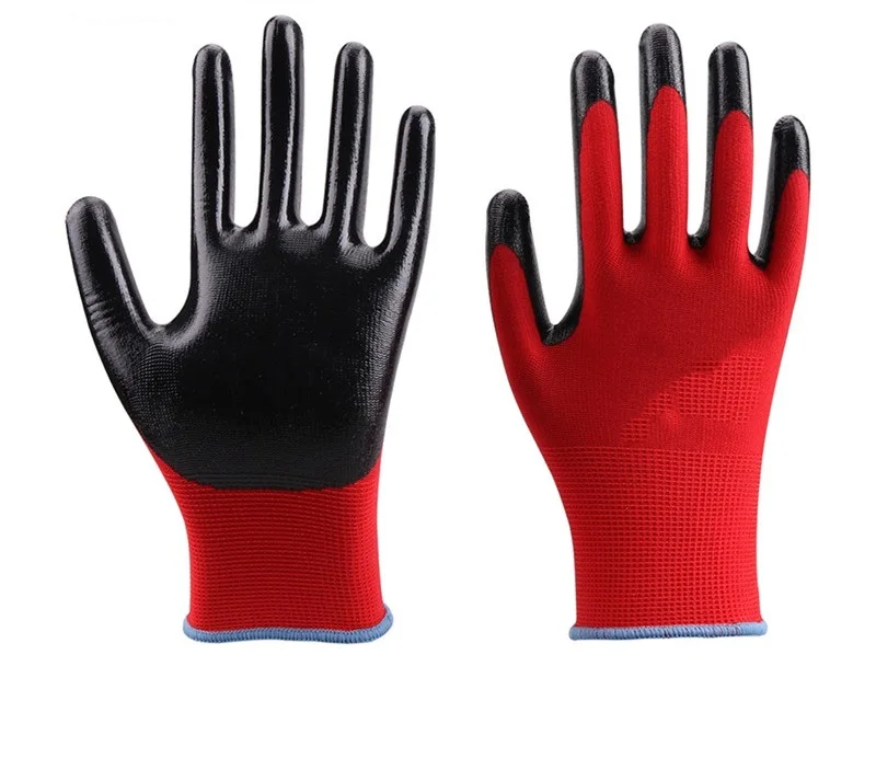 NEW Hot Sale Work Gloves Red Polyester Black Smooth Safety Protective Gloves oil-proof Mechanics Gloves 6 pairs
NEW Hot Sale Work Gloves Red Polyester Black Smooth Safety Protective Gloves oil-proof Mechanics Gloves 6 pairs