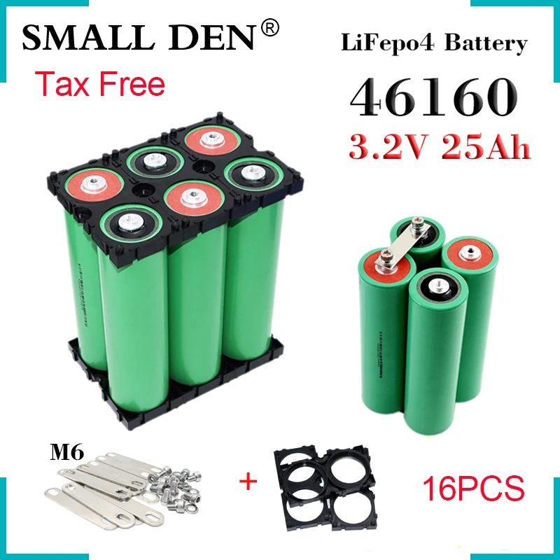 New 3.2V 25Ah 16PCS 46160 Lifepo4 Battery For 12V 24V Electric Car Motorcycle Tricycle RV Car Starter Solar etc + Bracket
New 3.2V 25Ah 16PCS 46160 Lifepo4 Battery For 12V 24V Electric Car Motorcycle Tricycle RV Car Starter Solar etc + Bracket