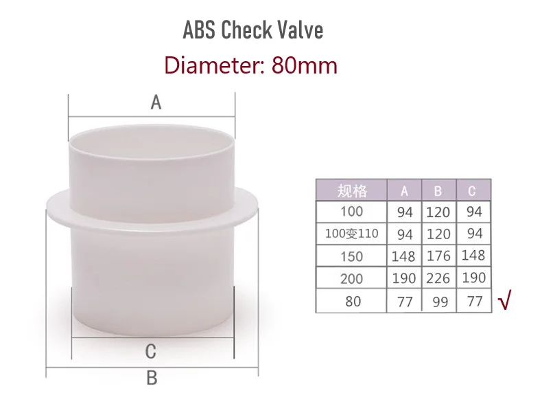 ABS обратный клапан для вентиляционной трубы 80-200 мм
ABS обратный клапан для вентиляционной трубы 80-200 мм