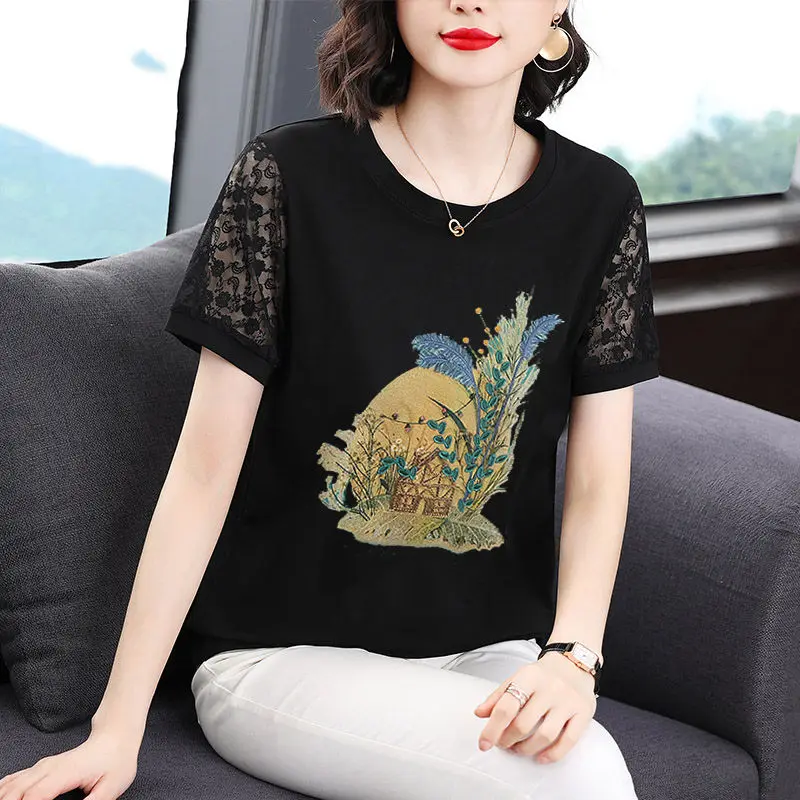 T-shirt women's short-sleeved loose mother's top 2022 new summer women's printing body tuck bottoming shirt women
T-shirt women's short-sleeved loose mother's top 2022 new summer women's printing body tuck bottoming shirt women