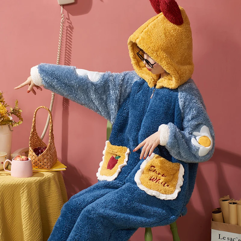 Women Thickened Coral Fleece Long Nightgown Hooded Nightdress Loose Pajamas for Female Winter Plus Velvet Home Sleepwear Kawaii
Women Thickened Coral Fleece Long Nightgown Hooded Nightdress Loose Pajamas for Female Winter Plus Velvet Home Sleepwear Kawaii