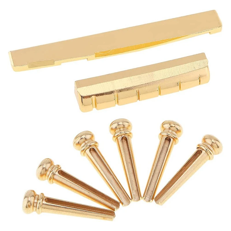 Dropship-Golden Brass Guitar Bridge Pins With Guitar Bridge Saddle Nut Set For 6 String Acoustic Guitar Replacement Parts
Dropship-Golden Brass Guitar Bridge Pins With Guitar Bridge Saddle Nut Set For 6 String Acoustic Guitar Replacement Parts