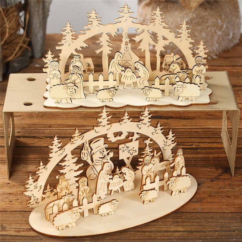Christmas gift DIY table wooden decoration house forest ornaments home details Snowman Church New Ye
Christmas gift DIY table wooden decoration house forest ornaments home details Snowman Church New Ye