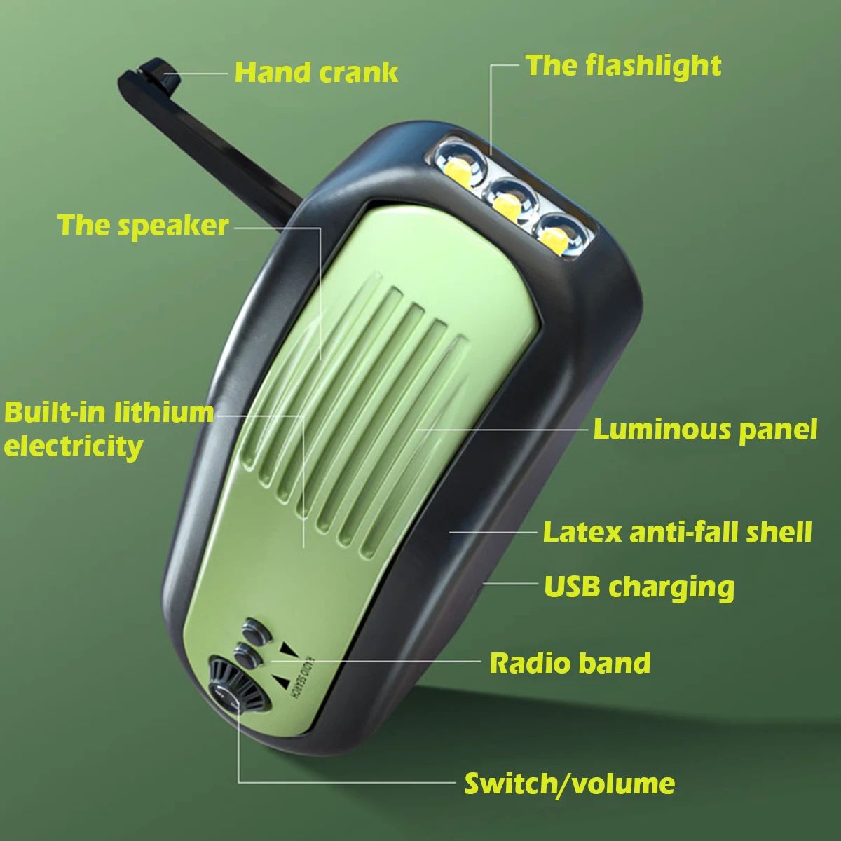 Hand Crank Radio Multifunctional Survival Emergency Radio 1500mAh Power Bank with 3 LEDs Flashlight Portable AM/ FM Small Radio
Hand Crank Radio Multifunctional Survival Emergency Radio 1500mAh Power Bank with 3 LEDs Flashlight Portable AM/ FM Small Radio