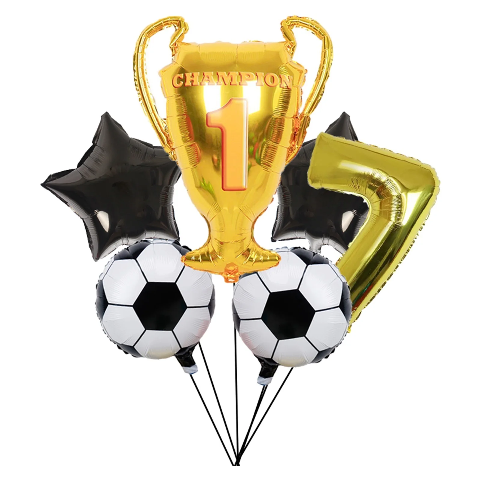 

7pcs/lot 18inch Football Soccer Theme Round Foil Balloons 32inch Gold Number Trophy Balls Sport Baby Boy Birthday Party Globos
