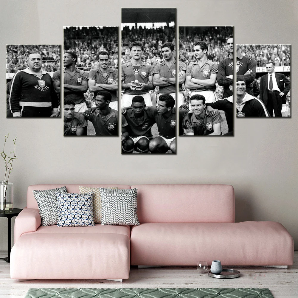 Framed Modern Canvas Art Painting Frame HD Print Wall Art 5 Pieces Picture Brazil's 1958 World Football Match Cup Winners Poster
Framed Modern Canvas Art Painting Frame HD Print Wall Art 5 Pieces Picture Brazil's 1958 World Football Match Cup Winners Poster