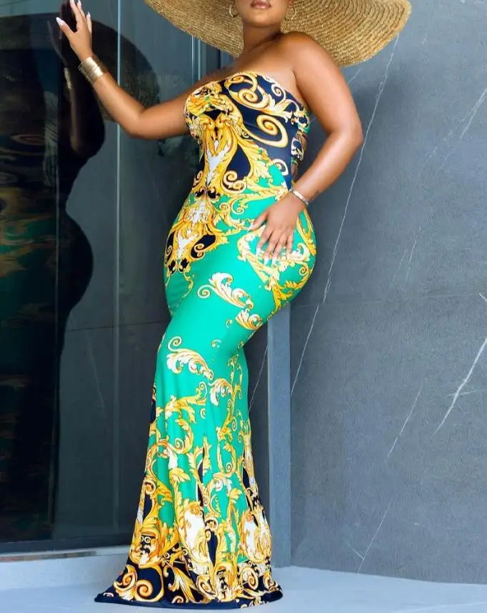 Casual Dresses For Women 2022 Summer Chic Vintage Baroque Print Bandeau Sleeveless Fashion Vacation Straight Skinny Maxi Dress
Casual Dresses For Women 2022 Summer Chic Vintage Baroque Print Bandeau Sleeveless Fashion Vacation Straight Skinny Maxi Dress