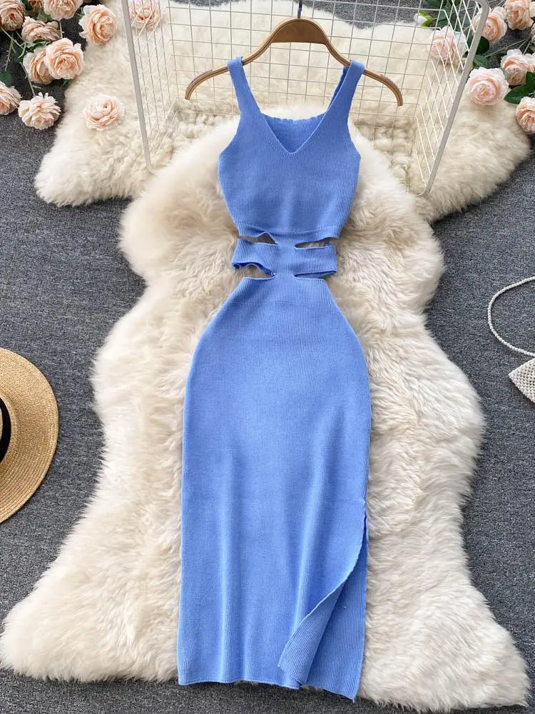 ZCWXM Summer Sexy Knitted Dresses For Women Party Waist Cut Out Side Slit Midi Dress V Neck Sleeveless Bodycon Dress Night
ZCWXM Summer Sexy Knitted Dresses For Women Party Waist Cut Out Side Slit Midi Dress V Neck Sleeveless Bodycon Dress Night