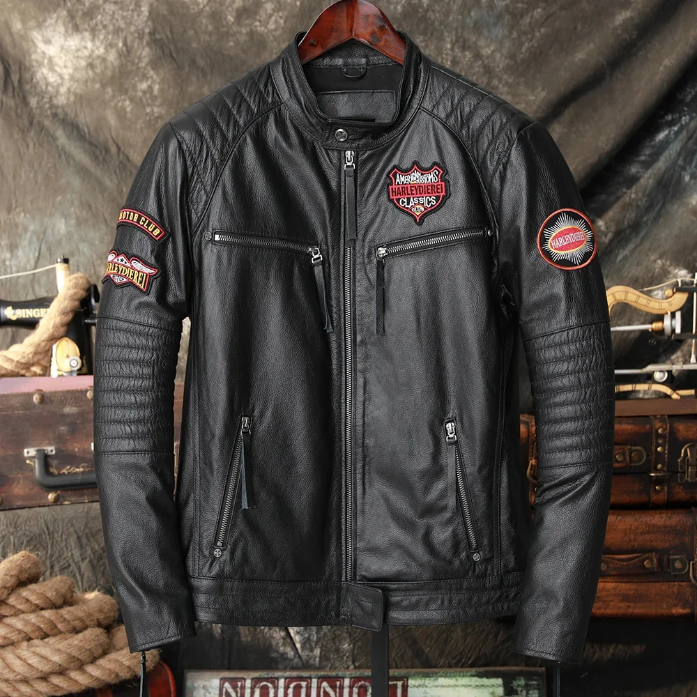 Black Windbreak Motorcycle Male Cowhide Leather Jacket 100% Natural Calf Skin Biker Embroidered For Men Autumn Winnter
Black Windbreak Motorcycle Male Cowhide Leather Jacket 100% Natural Calf Skin Biker Embroidered For Men Autumn Winnter