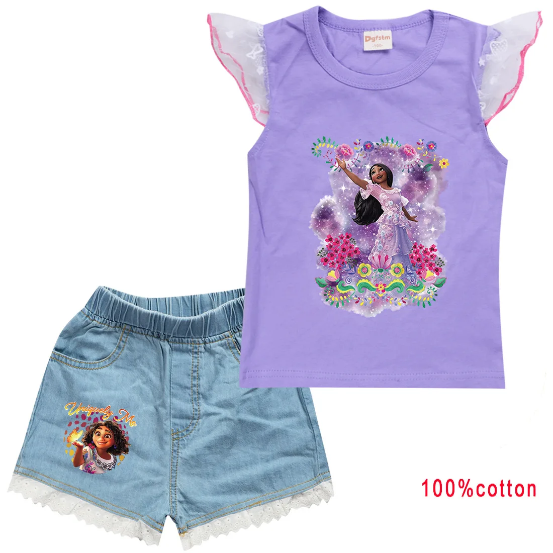2022 New Movie Encanto Cartoon Printing Casual Sports Cotton Girls Short Sleeves + Cute Washed Denim Shorts Suit 2-15Y
2022 New Movie Encanto Cartoon Printing Casual Sports Cotton Girls Short Sleeves + Cute Washed Denim Shorts Suit 2-15Y