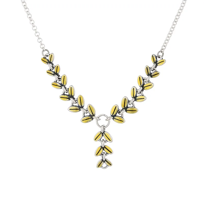 S925 sterling silver personality wheat spike drop gum yellow trend niche design stitched necklace woman 
S925 sterling silver personality wheat spike drop gum yellow trend niche design stitched necklace woman