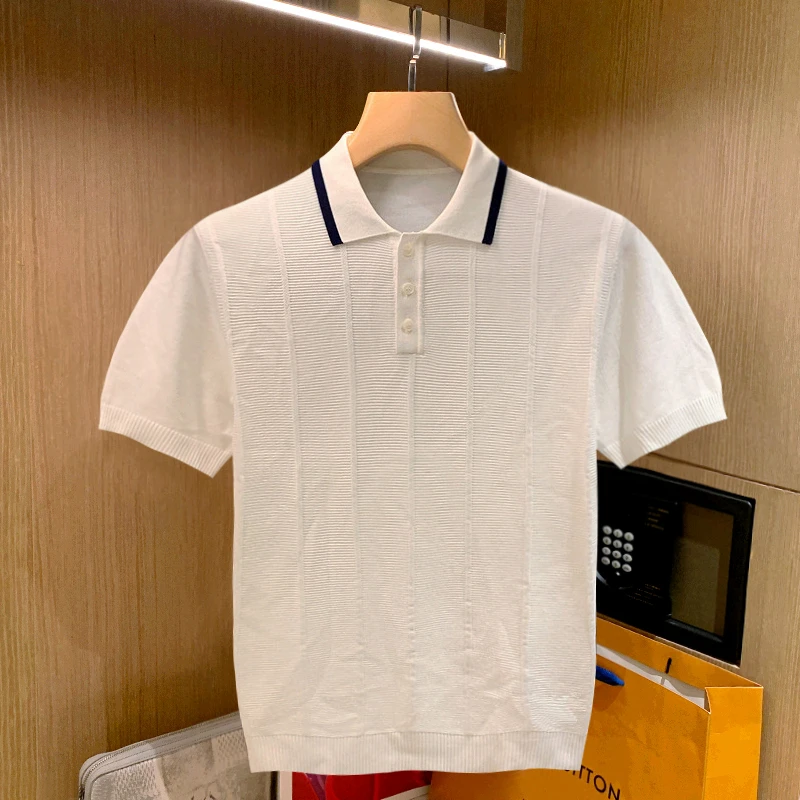 2022 Summer Men Fashion Knit Polo Shirt Men Casual Turn-down Collar Button-up Tees Male Striped Solid Slim Tops T-shirt G151
2022 Summer Men Fashion Knit Polo Shirt Men Casual Turn-down Collar Button-up Tees Male Striped Solid Slim Tops T-shirt G151