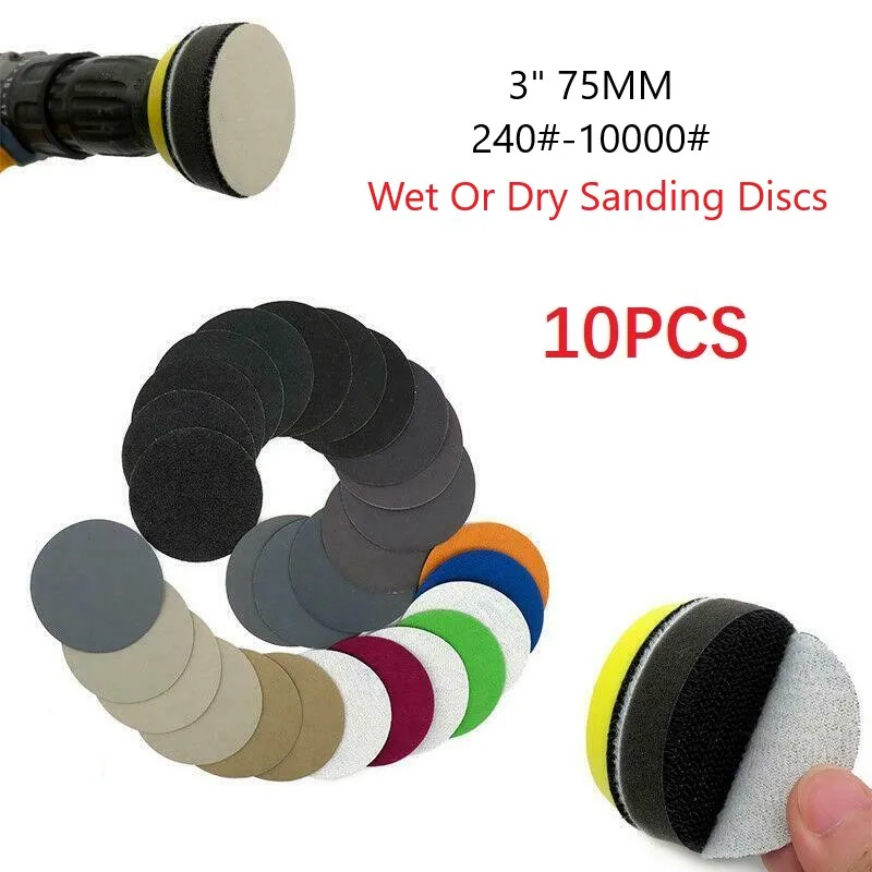 10PCS Silicon Carbide Sanding Discs Wet Dry Hook Loop Sanding Sandpaper 240-10000# For Automotive Furniture Wood Metal Polishing
10PCS Silicon Carbide Sanding Discs Wet Dry Hook Loop Sanding Sandpaper 240-10000# For Automotive Furniture Wood Metal Polishing