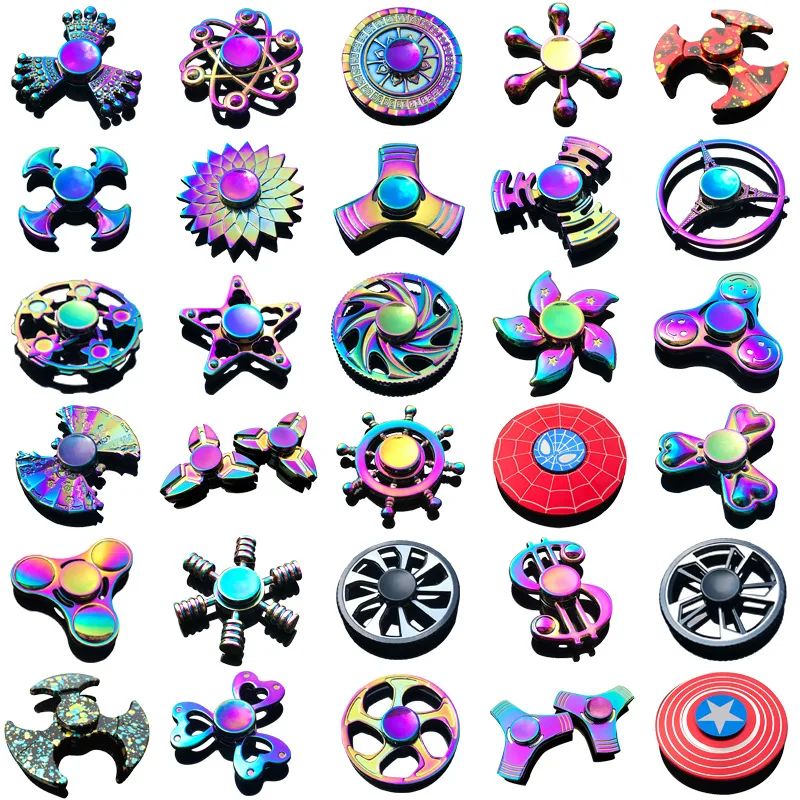 

25 New Styles Fidget Decompression Toy Spinner Finger Spinner Metal Rainbow Color Alloy Anti-Anxiety Toy For Kids Adults Gifts