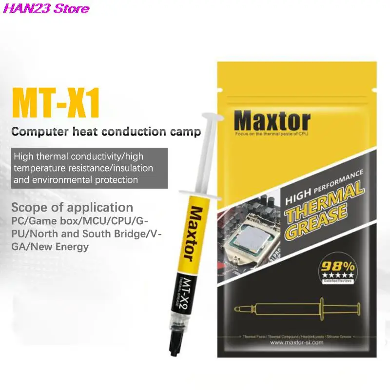 1set 6.5W/mk MT-X1 2g 4g High Performance Thermal Grease for GPU graphics CPU Cooler IC LED Motherboard Electronic Product
1set 6.5W/mk MT-X1 2g 4g High Performance Thermal Grease for GPU graphics CPU Cooler IC LED Motherboard Electronic Product