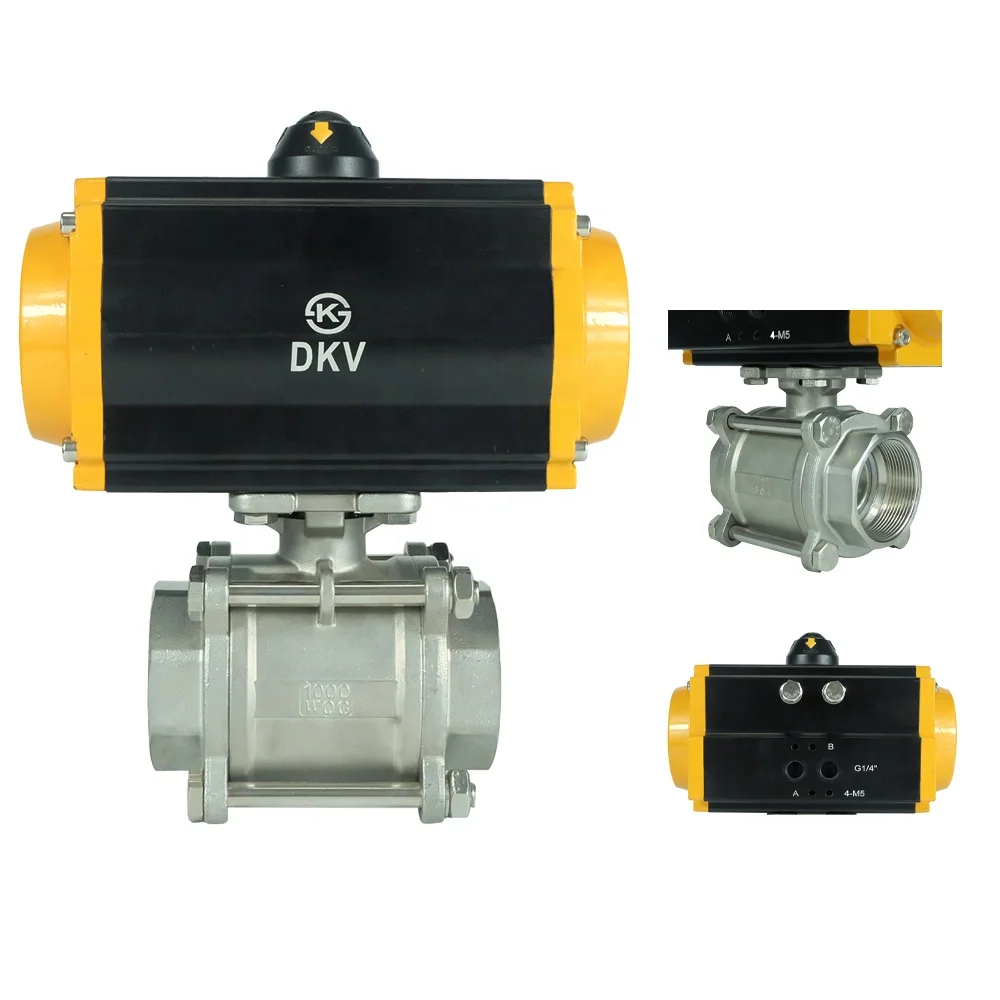 DKV stainless steel 3pcs female male thread double single acting motorized electric actuator pneumatic control ball valve
DKV stainless steel 3pcs female male thread double single acting motorized electric actuator pneumatic control ball valve