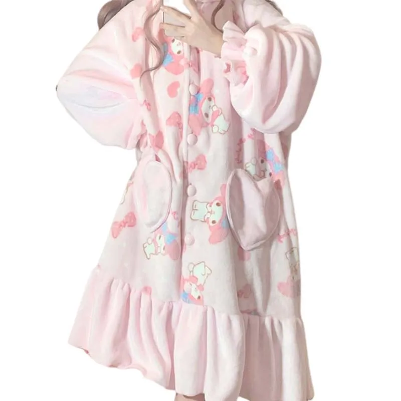 Женская домашняя пижама My Melody Kawaii, осенне-зимняя куртка и брюки, комплект из двух предметов, пижама, теплое платье, подарок для девушки
Женская домашняя пижама My Melody Kawaii, осенне-зимняя куртка и брюки, комплект из двух предметов, пижама, теплое платье, подарок для девушки