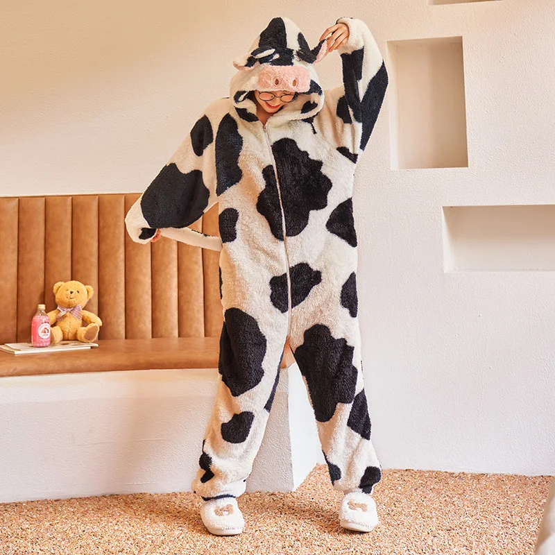 Winter Thicken Women Men Pajamas Sets Cartoon Cow One-piece Sleepwear Nightgown Hoddies Homewear Lovers Soft Warm Pyjamas Suit
Winter Thicken Women Men Pajamas Sets Cartoon Cow One-piece Sleepwear Nightgown Hoddies Homewear Lovers Soft Warm Pyjamas Suit
