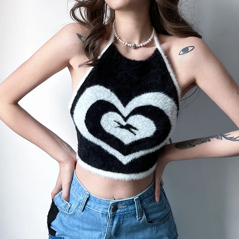 Sweet Love Necked Knitted Vest Women Wear The New Spring 2022 Round Neck Backless Sexy Short Spice Girl Top Crop Tops Women
Sweet Love Necked Knitted Vest Women Wear The New Spring 2022 Round Neck Backless Sexy Short Spice Girl Top Crop Tops Women