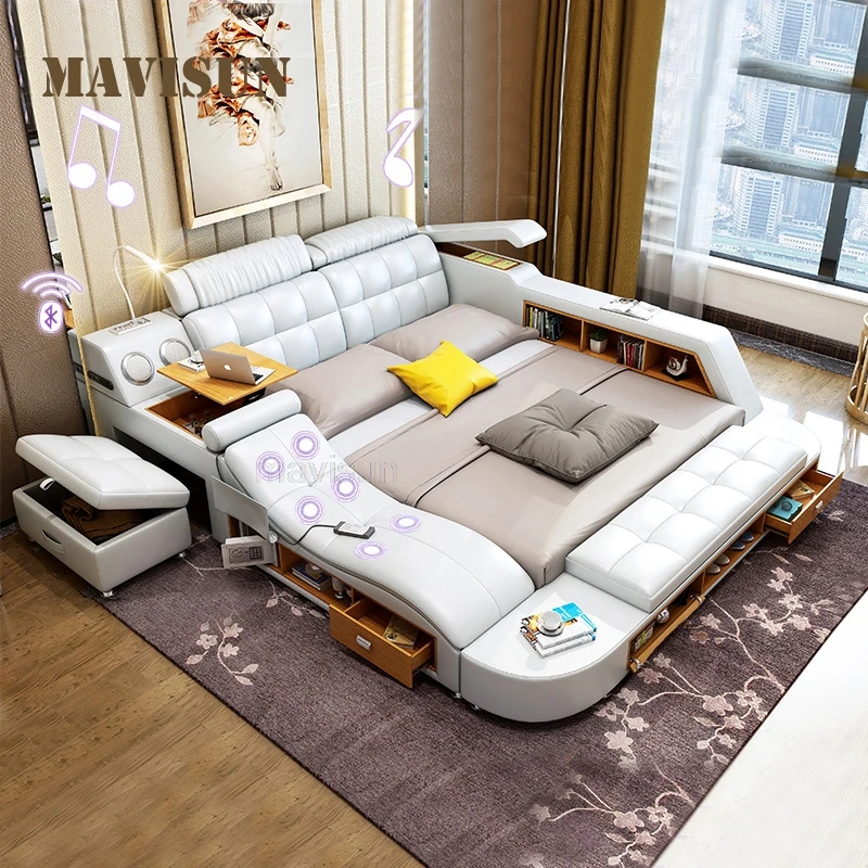Multifunctional Master Bedroom Leather Queen Double Size Bed Modern Ultimate Smart Bed With Storage Luxury Bedroom Furniture
Multifunctional Master Bedroom Leather Queen Double Size Bed Modern Ultimate Smart Bed With Storage Luxury Bedroom Furniture
