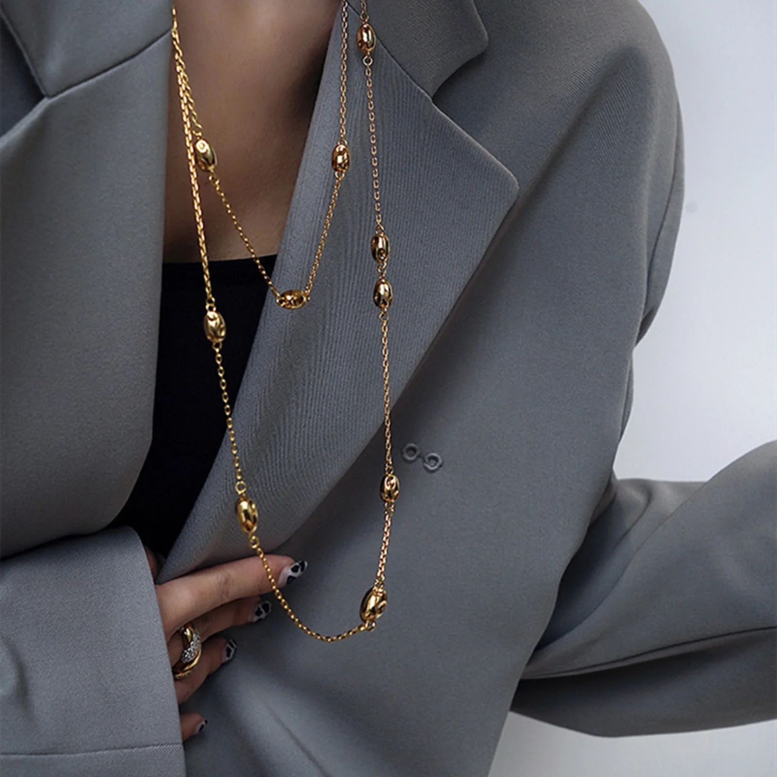 Personality Versatile Metal Long Beanie Necklace Sweater Chain Clavicle Chain Women's Gift Wholesale
Personality Versatile Metal Long Beanie Necklace Sweater Chain Clavicle Chain Women's Gift Wholesale