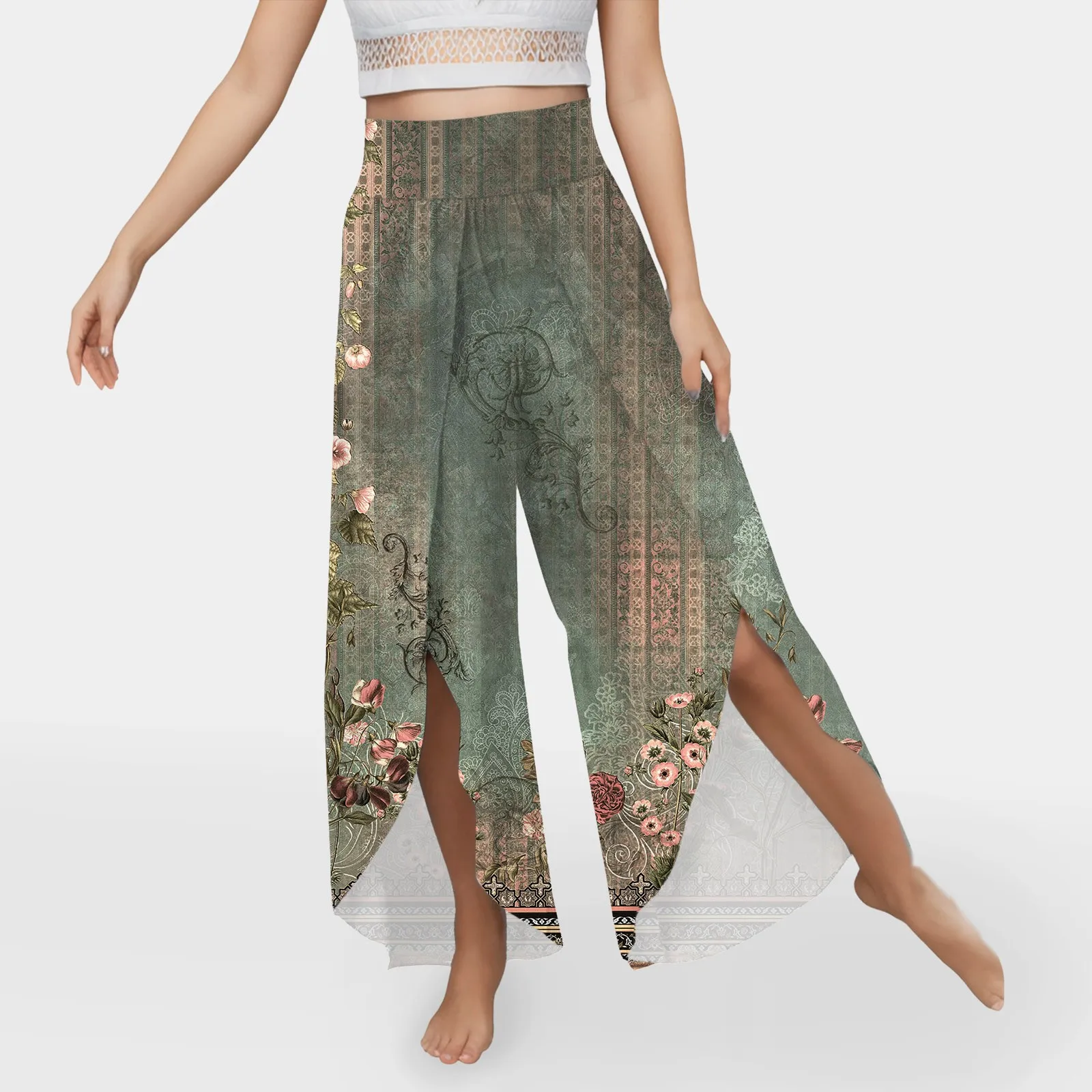 Summer Wide Leg Trousers For Womens Printed Flowy Slit Pants High Waist Pants Loose Bohemian Plus Size Court Pants Streetwear
Summer Wide Leg Trousers For Womens Printed Flowy Slit Pants High Waist Pants Loose Bohemian Plus Size Court Pants Streetwear
