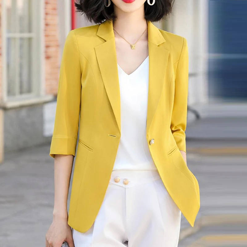 Summer Solid Color Elegant Chiffon Small Blazer Casual Thin Women Jacket Women's Korean StyleNotched Office Lady Suit Coat S-4XL
Summer Solid Color Elegant Chiffon Small Blazer Casual Thin Women Jacket Women's Korean StyleNotched Office Lady Suit Coat S-4XL