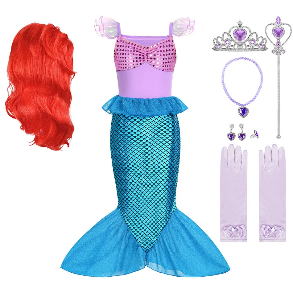 2023 Kids Girl Ariel Costume Sequins Carnival Clothes Children Little Mermaid Birthday Disguise Halloween Party Dress 3-10 Years 
2023 Kids Girl Ariel Costume Sequins Carnival Clothes Children Little Mermaid Birthday Disguise Halloween Party Dress 3-10 Years