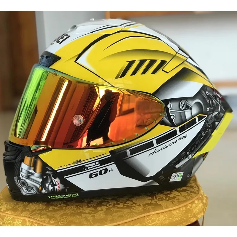 

Шлем мотоциклетный SHOEI X14, шлем гоночный на все лицо, желтого цвета, X-четырнадцать, R1, 60-е юбилейное издание
