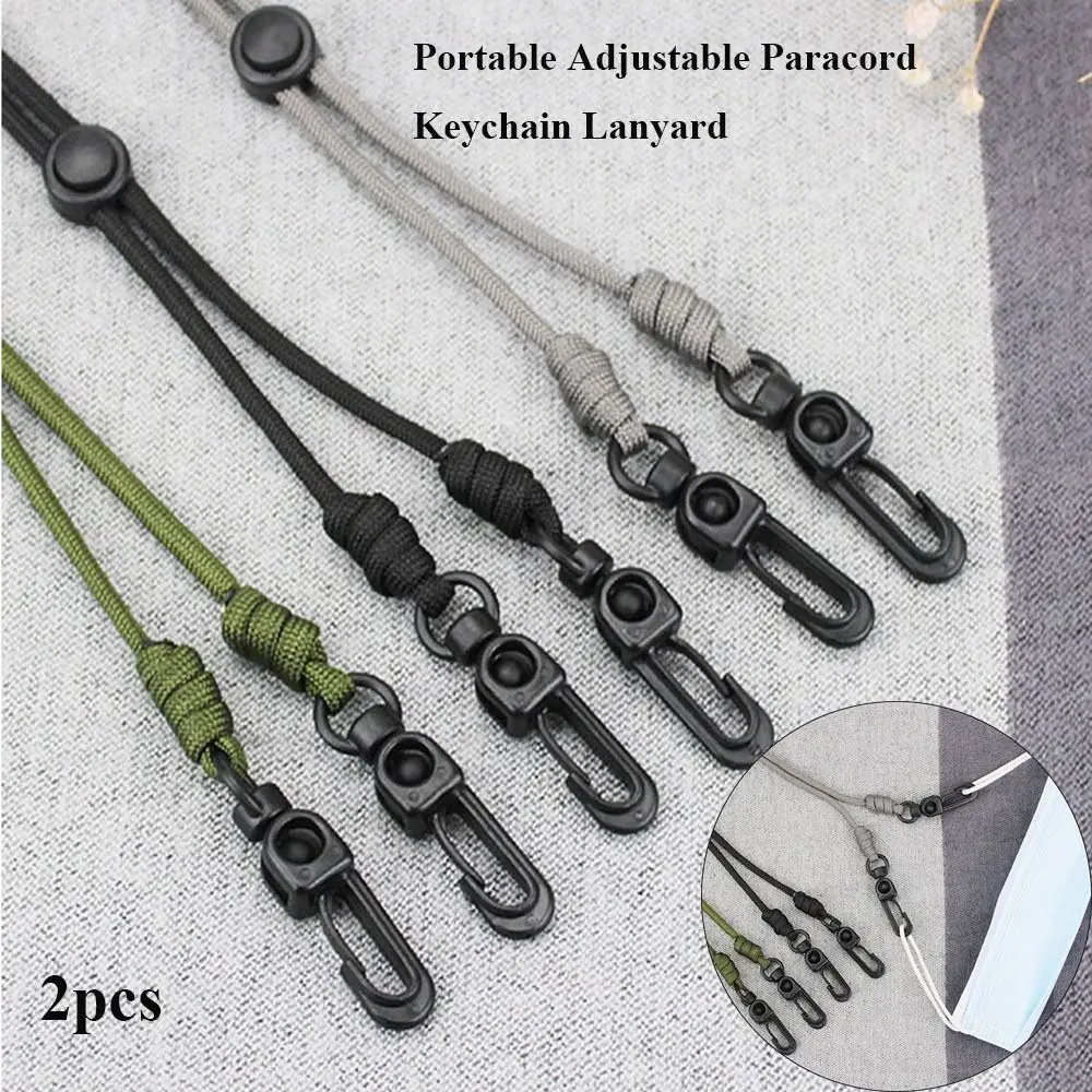 

2pcs Portable Adjustable Paracord Lanyard New Survival High Strength Rotatable Buckle Backpack Key Ring Outdoor Tool