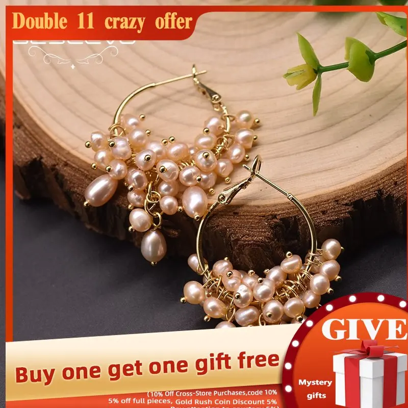 GLSEEVO Natural Freshwater Pearl Pink Hoop Earrings Gifts For Women Girl Weddings Round Fashion Handmade Jewelry GE0993B
GLSEEVO Natural Freshwater Pearl Pink Hoop Earrings Gifts For Women Girl Weddings Round Fashion Handmade Jewelry GE0993B