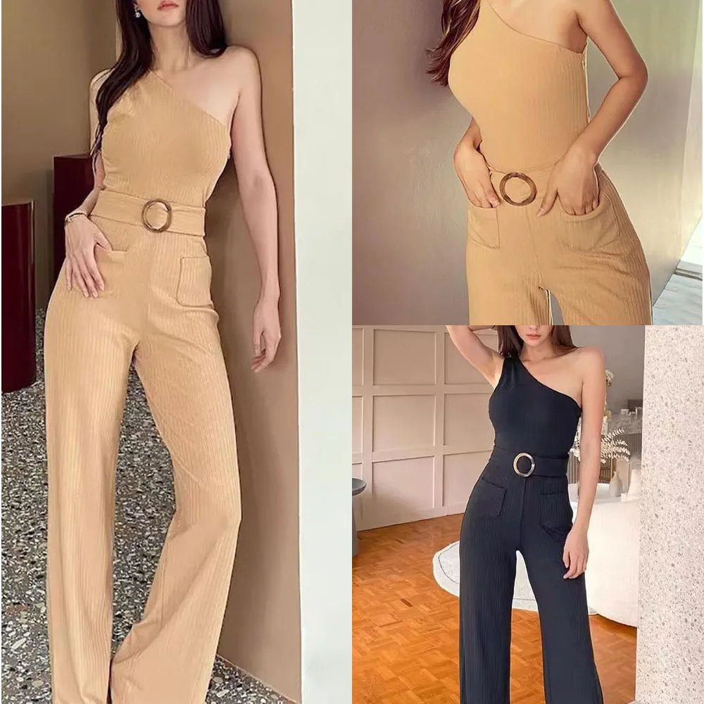 Elegant women's clothing, casual and comfortable, sloping shoulder knitted jumpsuit
Elegant women's clothing, casual and comfortable, sloping shoulder knitted jumpsuit