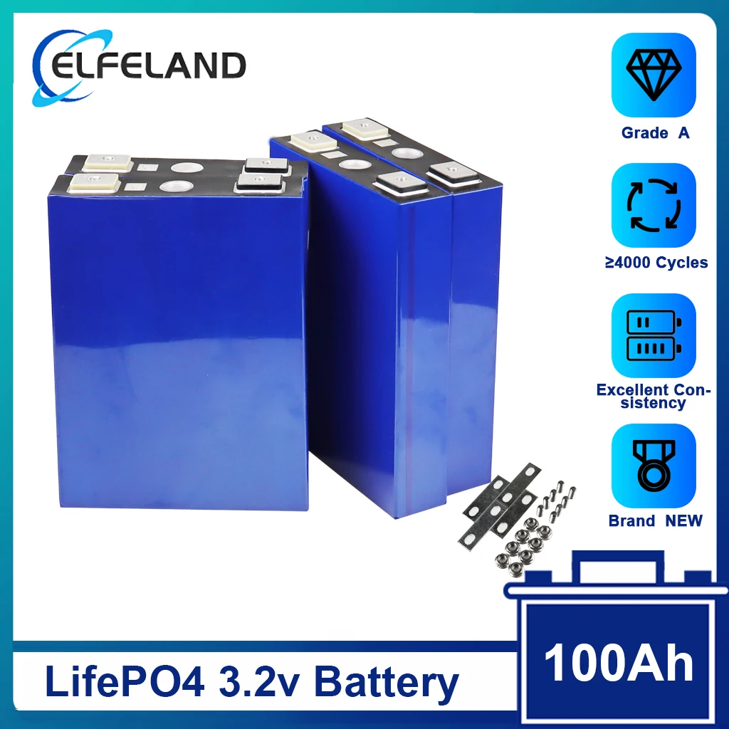 Elfeland new 3.2v 100Ah LifePo4 battery lithium 12V 24V solar Inverter electric vehicle golf car
Elfeland new 3.2v 100Ah LifePo4 battery lithium 12V 24V solar Inverter electric vehicle golf car