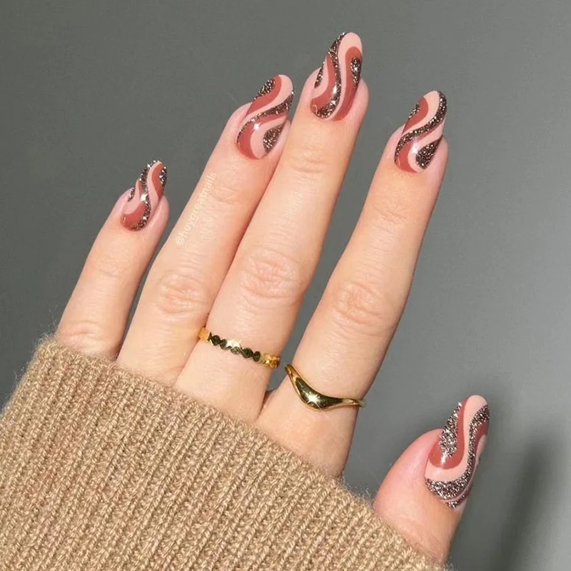 24pcs Detachable Almond False Nails French Glitter Brown Color Full Cover Fake Nails DlY Jelly Glue Press On Nails Nail Supplies
24pcs Detachable Almond False Nails French Glitter Brown Color Full Cover Fake Nails DlY Jelly Glue Press On Nails Nail Supplies