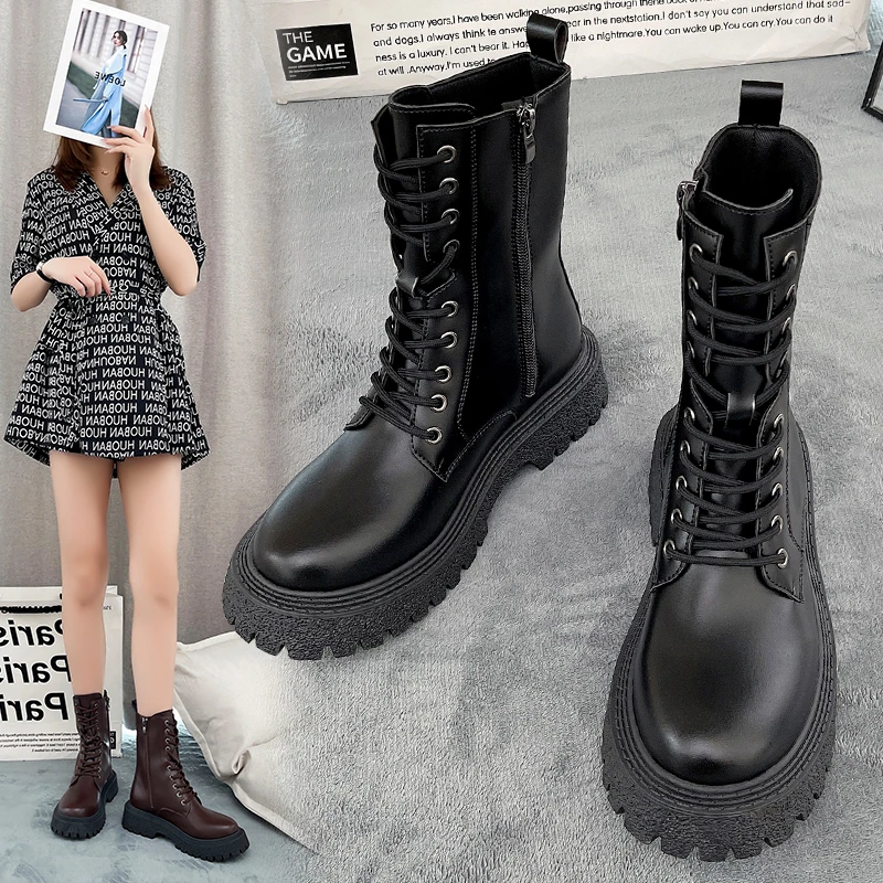 New Black Platform Combat Ankle Boots for Women Lace Up Buckle Strap Woman Shoes Winter Biker Boots Boots for Women Platform
New Black Platform Combat Ankle Boots for Women Lace Up Buckle Strap Woman Shoes Winter Biker Boots Boots for Women Platform