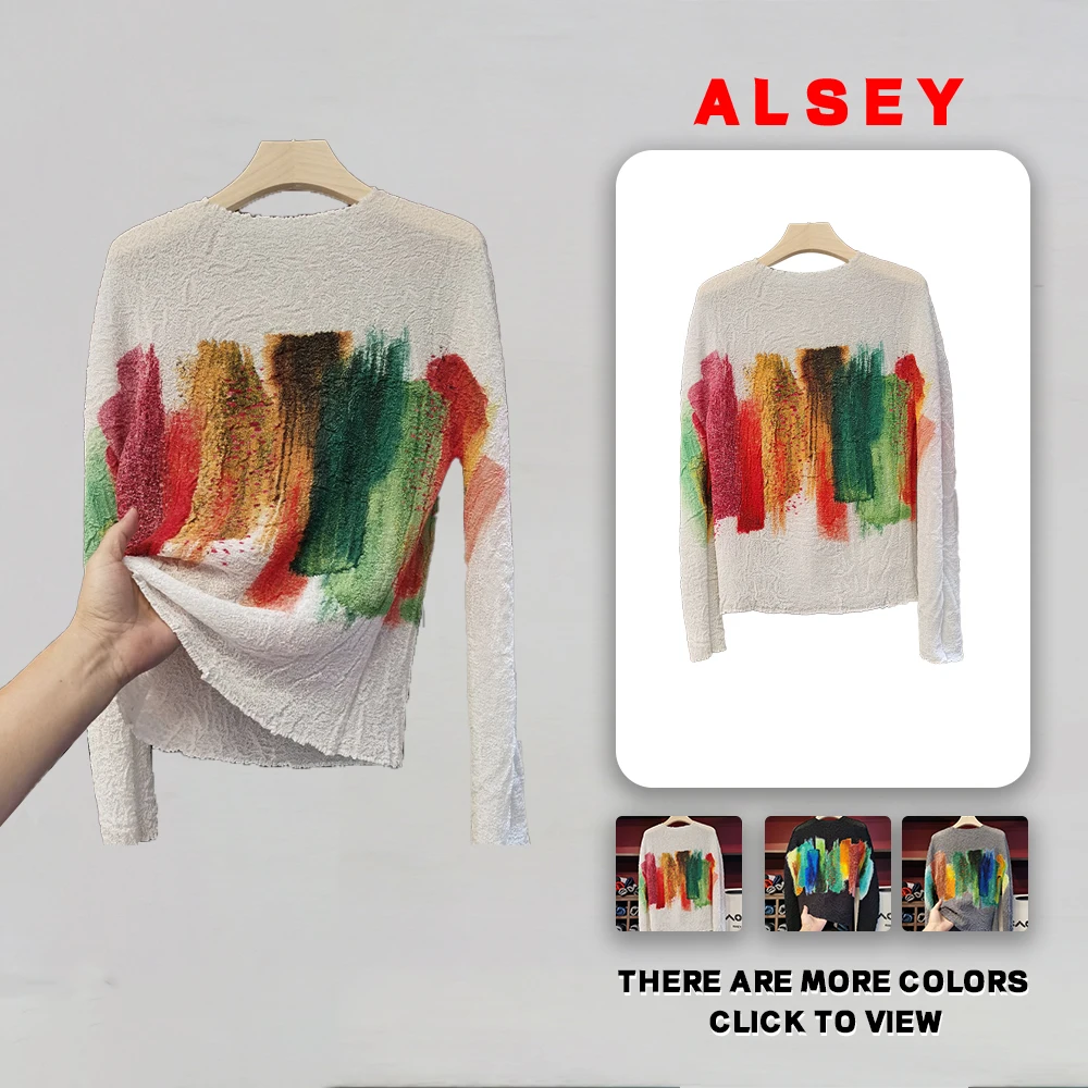 ALSEY Miyake Pleated Women's T Shirt Artistic Colorblocking Round Neck Long Sleeve Rainbow Women's Top T Shirt Spring Summer
ALSEY Miyake Pleated Women's T Shirt Artistic Colorblocking Round Neck Long Sleeve Rainbow Women's Top T Shirt Spring Summer